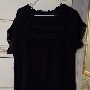 Black Lace Trim Blouse